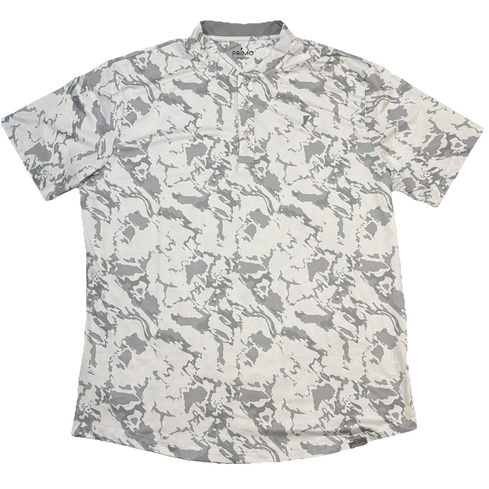 Primo Golf Polo Blade Collar Shirt Men XL Camo Gray White Stretch